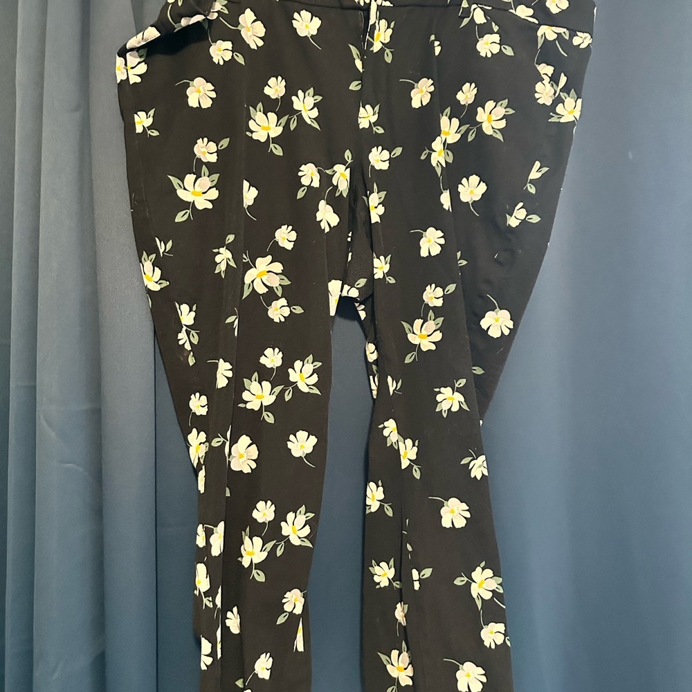 Floral Black Pixie Ankle Pants - image 1